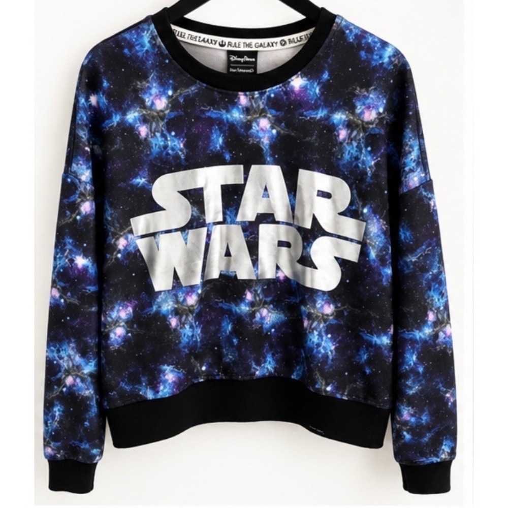 Disney Parks Her Universe Star Wars Galaxy Sweatshirt Silver Foil Logo Small